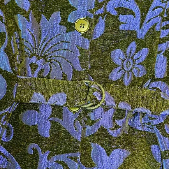 Vintage 90s Gail Morgado Womens Blue Black Floral Damask Brocade Blazer size L - Picture 6 of 9